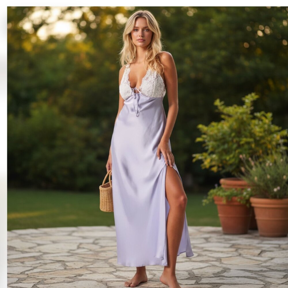 NWOT FREE PEOPLE Country Side Maxi Slip Dress Lilac